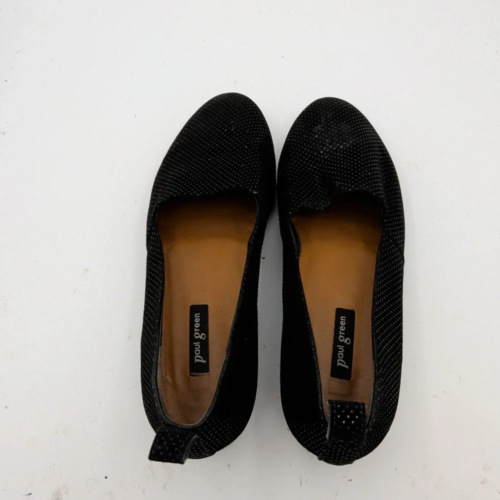 Paul Green Black Dot Suede Loafers Flats UK 3 US 5.5 Made in Austria